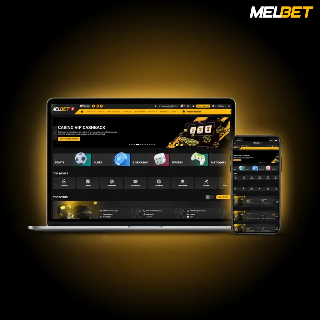 Melbet app interface – fast navigation for sports, casino, and live betting.