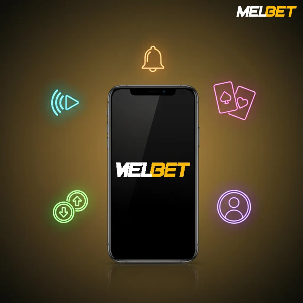 Smartphone showing Melbet app: live odds, casino games, cash out, and Interac payments for Canadian users.